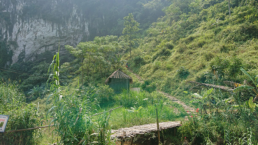 The roadway leading to the village