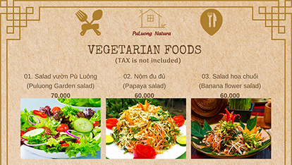 ✳️ Vegetarian menu for dieters, and healthy eaters in Puluong Natura Bungalows